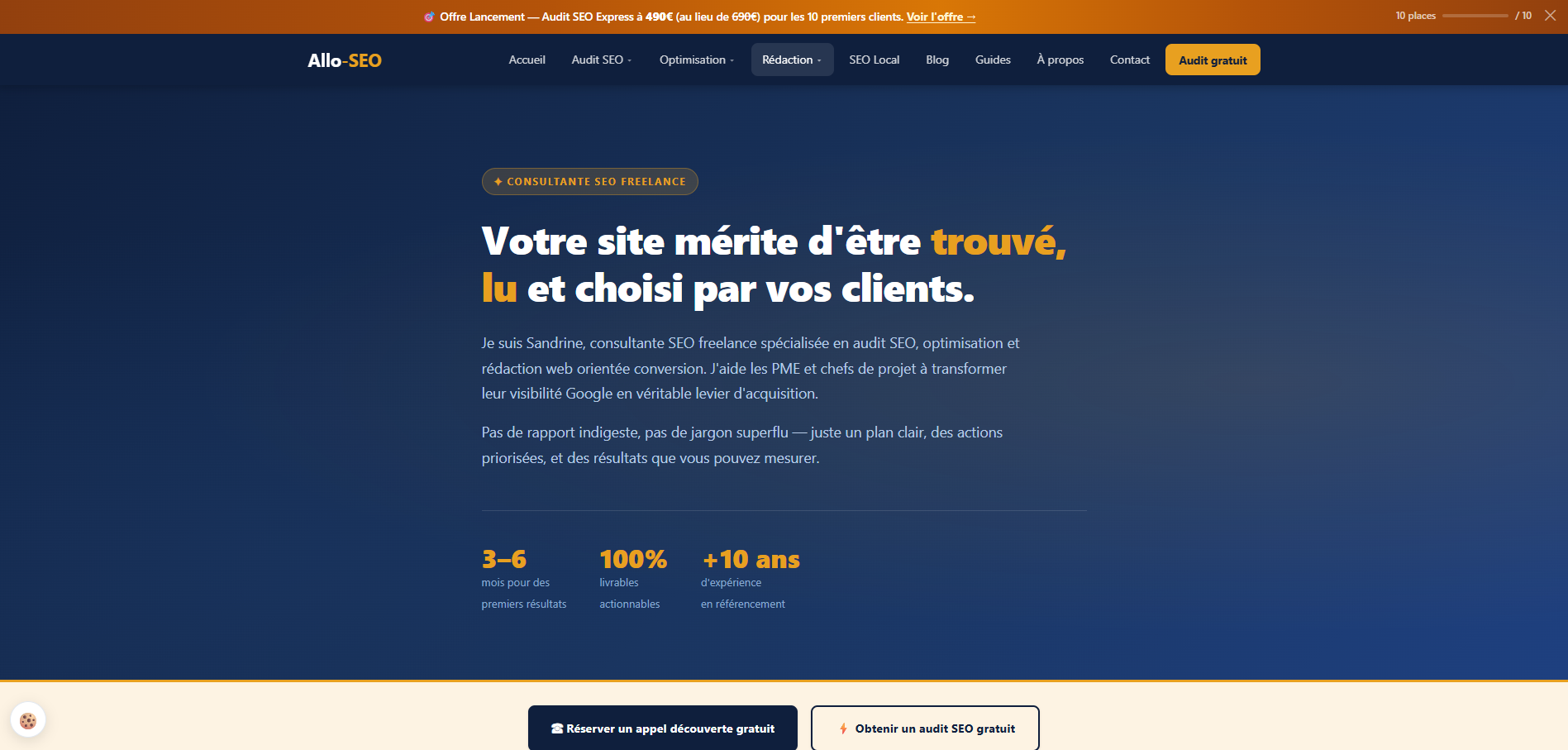 Allo-SEO.com — Site vitrine pour consultante SEO freelance
