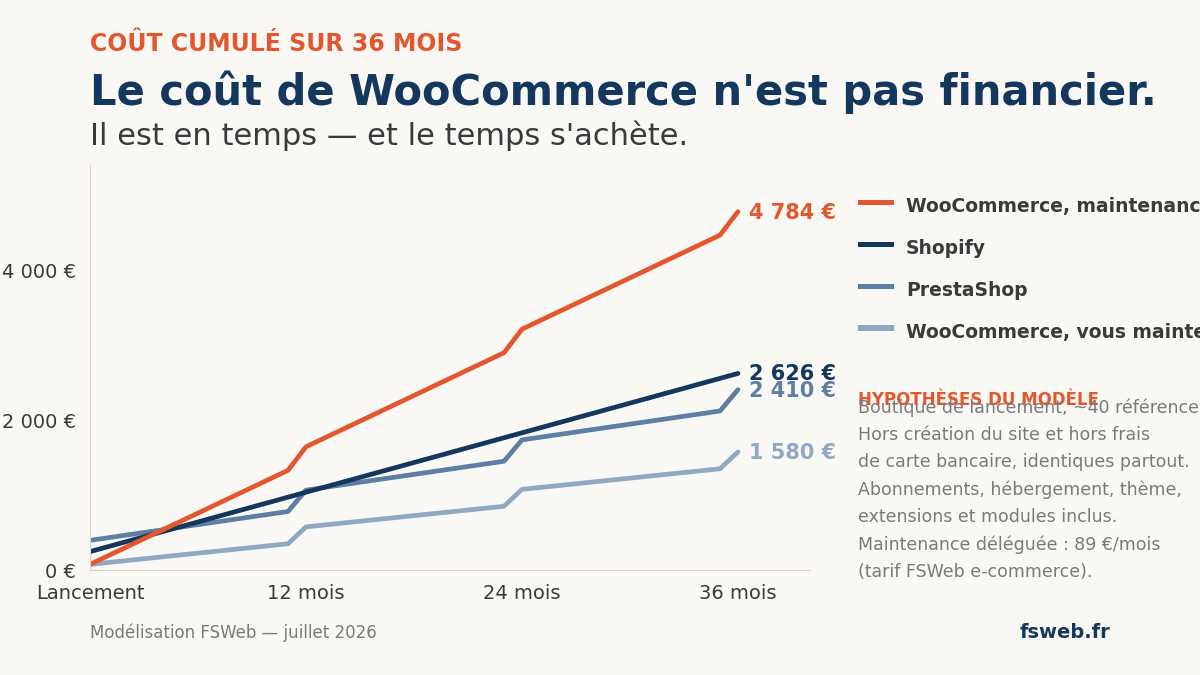 Coût réel sur 3 ans pour une boutique ecommerce