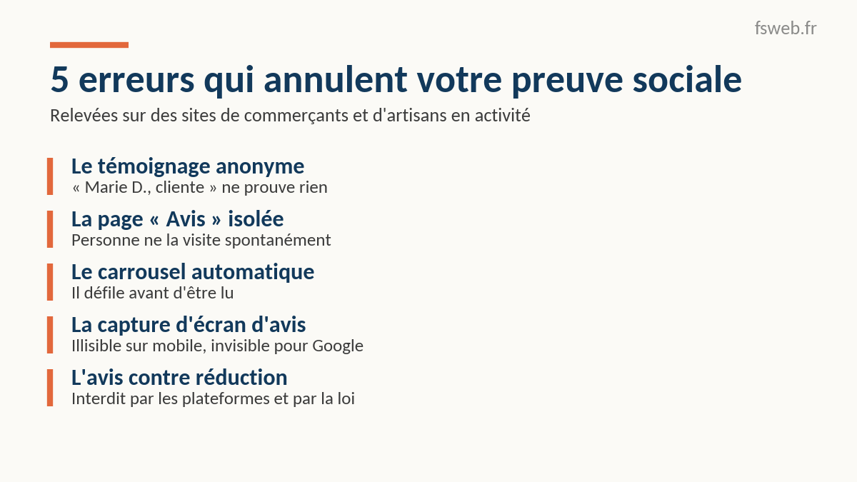 Erreurs qui annulent les preuves sociales