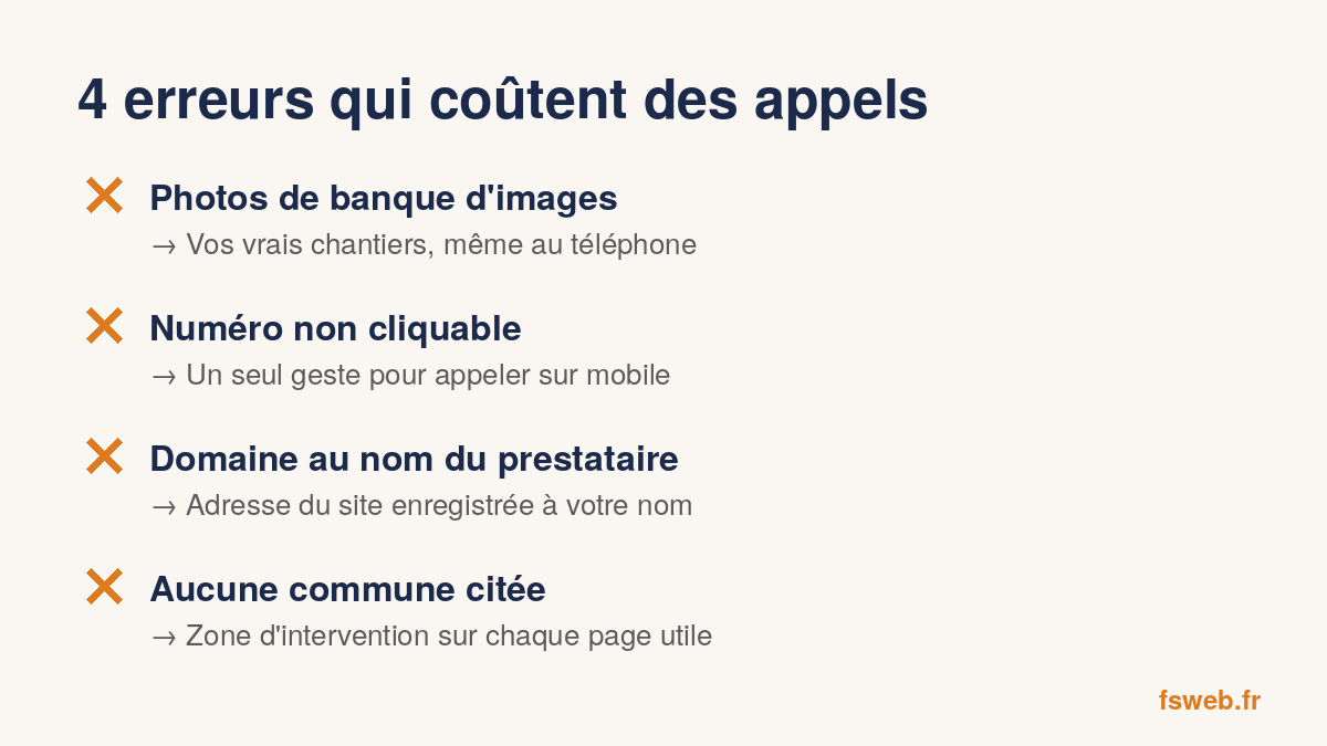 Les erreurs à ne pas faire sur un site pour artisan