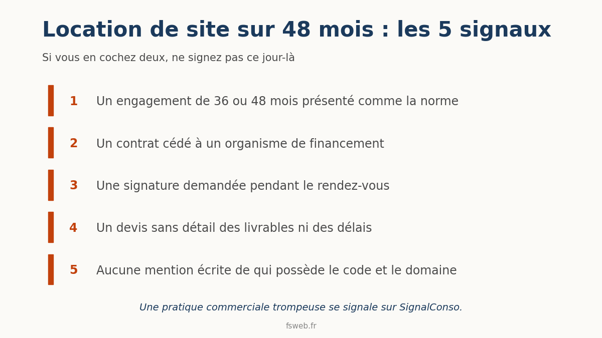 Location d'un site vitrine