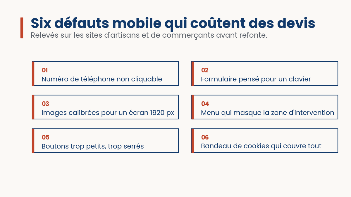 Six défauts mobile pouvant couter des devis