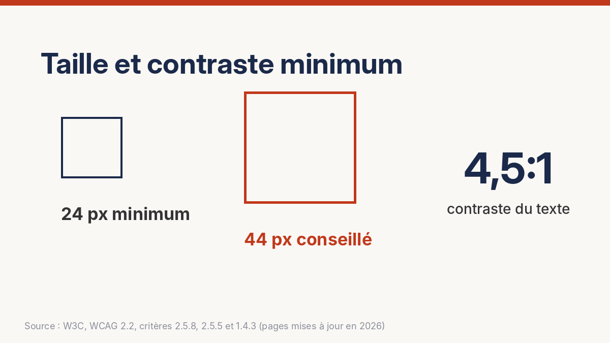 Taille et contraste d'un bouton CTA